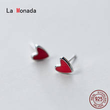 Женские серьги-гвоздики La Monada, серьги-гвоздики из стерлингового серебра 925 пробы с красным сердцем, корейский стиль 2024 - купить недорого