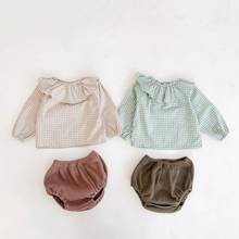 Newborn Baby Clothes Set Ins Autumn Long Sleeve Infant Baby Clothing Set Cotton Plaid Top + Short 2pcs Outfits Toddler Clothes 2024 - buy cheap