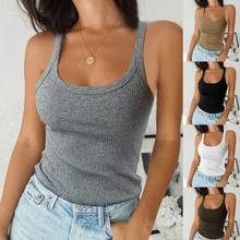 Women Summer Sleeveless Tank Top Ribbed Knitted Solid Color Basic Slim Sling Vest Sexy Off The Shoulder Casual Shirts 2024 - buy cheap