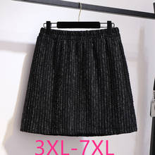 Новинка на осень-зиму размера плюс юбка для женщин большой повседневное свободного кроя с эластичной резинкой на талии, плотные шерстяные короткие юбки черный 4XL 5XL 6XL 7XL 2024 - купить недорого