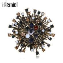 New Vintage Rhinestone Flower Brooches Snowflake Crystal Coat Lapel Pin Gifts for Women Elegant Brooch Luxulry Jewelry 2024 - buy cheap