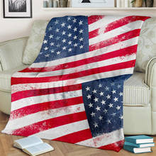 Manta de lana con estampado 3d de la bandera americana, colcha gruesa para camas, senderismo, Picnic, colcha de moda, manta de Sherpa 2024 - compra barato