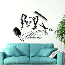 Welcome Grooming Salon Wall Sticker Vinyl Home Decor Dog Pet Shop Animals Wall Decals Interior Design Art window Murals 3666 2024 - buy cheap