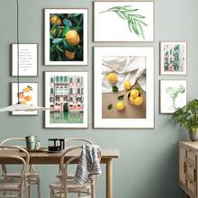 House Orange Tree Leaf Lemon Landscape Wall Art Canvas Painting Nordic Posters And Prints Wall Pictures For Living Room Decor 2024 - buy cheap
