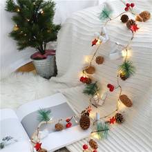 Navidad-adornos navideños para árbol de Navidad, lámpara de cono de pino de alambre de cobre de 2M, 20 Led, para el hogar, Kerst Natal, 2021 2024 - compra barato