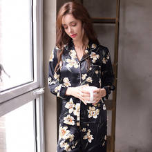 Real Silk Pajamas Women Female Sleepwear  High Quality  Printed Long-Sleeved  Pure SILK Fashion Pyjama Pants Two-Piece Sets 2024 - buy cheap