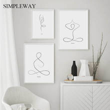 Black White Yoga Wall Art Print Nordic Abstract Simple Poster Line Drawing Woman Picture Minimalist Painting Modern Home Decor 2024 - buy cheap