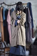 Feminino outono cor sólida vintage linho trench coat outerwear senhoras retro linho casaco feminino lavado longo casaco 2020 2024 - compre barato