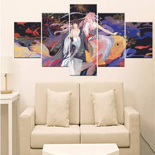 Arte de pared de 5 piezas, carteles de Anime Manga, figuras de chica de carpa samurái, imágenes e impresiones, decoración del hogar para sala de estar, pinturas 2024 - compra barato