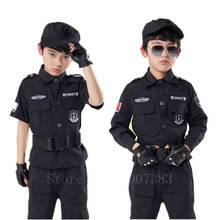 Uniforme de policial militar infantil, conjunto de roupas de fantasia para festa de dia das bruxas, cosplay, militar, policial, para meninos e meninas 2024 - compre barato