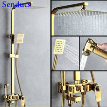 Gold Shower Set Copper Brass Bathroom Mixer Faucets Stainless Steel Rain Shower Head Golden Bathroom Shower System Brass Bidet 2024 - buy cheap
