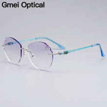 Gmei-gafas ópticas de aleación sin montura para mujer, Marco Z2873 con corte de diamante, gradiente, tinte púrpura, Plano, última moda 2024 - compra barato