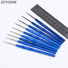 ZOTOONE 9Size/Set Hook Crochet Needle for Lace Thread 0.6-1.75MM Knitting Tool Set Blue Plastic Handle DIY Sewing Accessories D 2024 - buy cheap