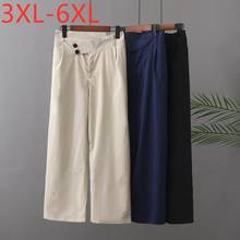 New 2021 Ladies Spring Summer Plus Size Long Pants For Women Large Loose Casual Beige Black Wide Leg Trousers 3XL 4XL 5XL 6XL 2024 - buy cheap