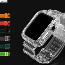 Pulseira tpu transparente urvoi para apple watch, capa para apple watch série 4 5 6 capa para iwatch protetor de cristal cores doces macias antichoque 44mm 2024 - compre barato