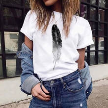 Vogue Leaf Print Tshirt Short-Sleeved O-Neck Summer Top Short Sleeve Funny t shirts Women Ulzzang Harajuku Tees 2024 - buy cheap