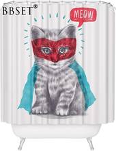 Feline Animal Shower Curtain Cute Funny Super Hero Kitten Pattern Waterproof Multi-size Douchegordijn Bathroom Decor with Hooks 2024 - buy cheap