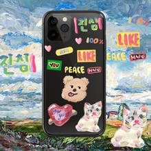 Милый корейский чехол для телефона с рисунком граффити медведя для iPhone 11 Pro Max XR Xs Max X 7 7 Puls 8 Puls, прозрачный мягкий чехол из ТПУ 2024 - купить недорого
