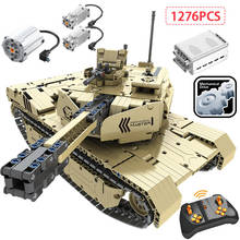 Технические 1276 шт 2,4G RC M1A2 Танк модель строительные блоки маленького размера идущие военный дистанционного управления Управление бак Наборы кубиков Игрушки для мальчиков 2024 - купить недорого