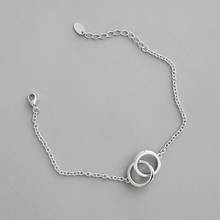 Pulseras de plata de ley 100% para mujer, accesorios, brazaletes de doble círculo simples, joyería de regalo para mejores amigos, 925 2024 - compra barato