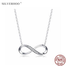 SILVERHOO 925 Sterling Silver Necklace Infinite Love Women's Adjustable Friendship Necklace Wedding Creative Gift Pendant Chain 2024 - buy cheap