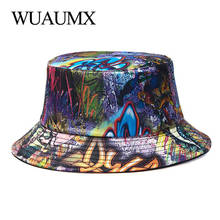 Wuaumx 2022 Summer Hat For Women Men Graffiti Print Fisherman Hats Reversible Bucket Hat Streetwear Hip Hop Cap Teens Panama Cap 2024 - buy cheap