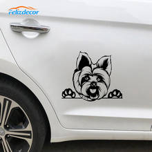 Yorkshire Terrier Peeking Dog Vinyl Car Sticker Decal For Car Cup Laptop Decoration Accessories Car Decor Black/Silver C1093 2024 - buy cheap