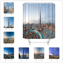 Musife personalizado burj khalifa torre cortina de chuveiro à prova dwaterproof água poliéster tecido banheiro com ganchos diy decoração para casa 2024 - compre barato