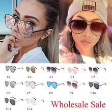 Wholesale Sale Women Pilot Sunglasses Luxury Fashion Black Eyewear Shades for women Wholesale Bulk Sun Glasses Mirror UV400 2024 - buy cheap
