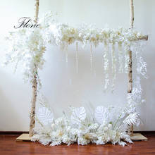 Wedding white theme floral arrangement artificial flowers wedding arch flowers stage backdrop decoration 2024 - buy cheap