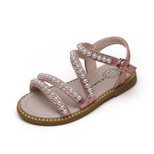 Sandalias de cuero con diamantes de imitación para bebés y niños pequeños, zapatos de playa para niñas de 1, 2, 3, 4, 5, 6, 7, 8, 9, 10, 11, 12 años, Verano 2024 - compra barato