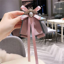 Rosa abelha laço broche jóias luxo longo fita flor colar pino para mulher multi-camada tecido coreano acessórios de vestuário 2024 - compre barato