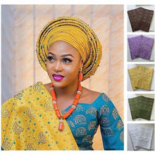 ASO OKE Heavy Quality African Headtie With Many Stones And Beads 2Pcs/Bag Free Shipping Nigeria Aso Oke Headtie For Women 2024 - buy cheap