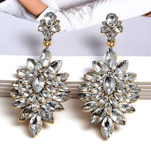 Wholesale Flower-Shaped Pure White Crystal Earrings High-Quality Fashion Drop Earring Rhinestone Jewelry Accessories For Women 2024 - buy cheap