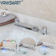 YANKSMART waterfall bathtub faucet bathroom set torneira banheira chrome brass tap deck mounted sink hot cold bath mixer Tap 2024 - buy cheap