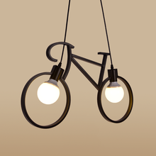 Lámpara colgante para bicicleta, iluminación creativa para restaurante, Luces colgantes modernas Simple, E27, Blanco/Negro, AC110V-240V, para el hogar, 61cm 2024 - compra barato