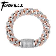 TOPGRILLZ 12mm/14mm Miami Cuban Bracelet Box Clasp Chain Copper Material Iced Cubic Zirconia Hip Hop Charm Jewelry Gift For Men 2024 - buy cheap