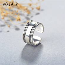 WYEAIIR Retro Thai Silver Simple Glossy Leaves Shiny Cool Silver Color Female Resizable Opening Rings 2024 - buy cheap