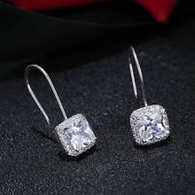 REETI 925 Sterling Silver Cubic Zirconia Square Wedding Dangle Earrings For Women Luxury Lady Party Fashion Jewelry 2024 - buy cheap