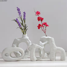 Creative White Hollow Vase Flower Arrangement Crafts Abstract Geometric Flower Vase Flower Arrangement Desktop Living Room Decor 2024 - buy cheap