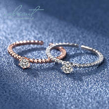 Inbeauté anel de moissanite 925 prata, excelente corte real, 0.1 ct de cor d, teste de diamante, ouro rosa brilhante, anel redondo de moissanite 2024 - compre barato
