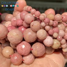 Espaçador de pedra de madeira vermelha natural, conta redonda solta para fazer joias 4-12mm faça você mesmo, acessórios de pulseiras atacado 15" 2024 - compre barato