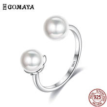 Gomaya anel de prata esterlina 925 aberto ajustável, com pérola elegante, anéis de dedo para mulheres, anel de aniversário, joia fina, nova chegada 2024 - compre barato