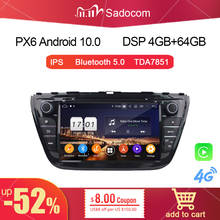 720p px6 2 din android 11.0 8 núcleo 4gb ram 64gb rom carro dvd player multimídia autoradio para suzuki sx4 s cruz 2014 2015 2016 2024 - compre barato