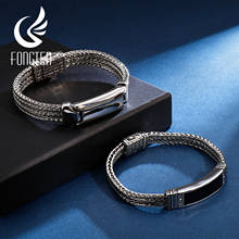 Fongten malha corrente pulseira de aço inoxidável charme viking minimalista pulseiras masculino moda jóias 2024 - compre barato