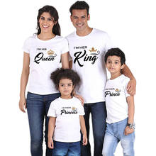 King Queen Prince Princess Crownsfamily Matching Clothes Short Sleeve Tshirt Family Look Father Mother Daughter and Son Clothes 2024 - buy cheap