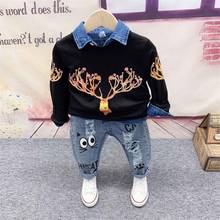 Spring Autumn Boy Clothing Set Leisure Boys Cartoon T-Shirt,Cowboy Shirt +Jeans 3pcs Kids Clothes set 2-7Yr Children Sports Suit 2024 - buy cheap