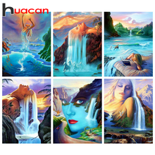 Huacan Full Square/Round Diamond Painting Waterfall Kit 5D DIY Diamond Embroidery Mosaic Landscape Decorations Home 2024 - buy cheap