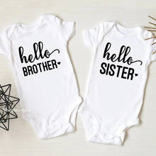 Hello Brother Sister Newborn Baby Bodysuits Cotton Short Sleeve Baby Boy Girls Onesies Romper Pregnancy Reveal Bodysuit Clothes 2024 - buy cheap