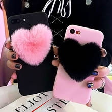 Lovely 3D Furry Love Hearts Cute hair Phone Case For iphone X XR XS MAX 6 6S 7 8 Plus 11 pro 12 SE Fashion Soft TPU Back Cover 2024 - buy cheap